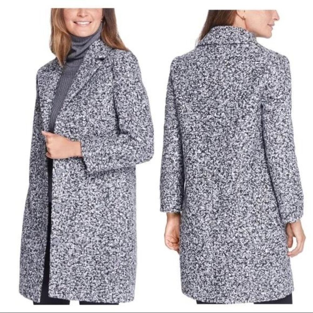 J. McLaughlin Lark Boucle Teddy Stadium Coat Button Front Overcoat Gray L